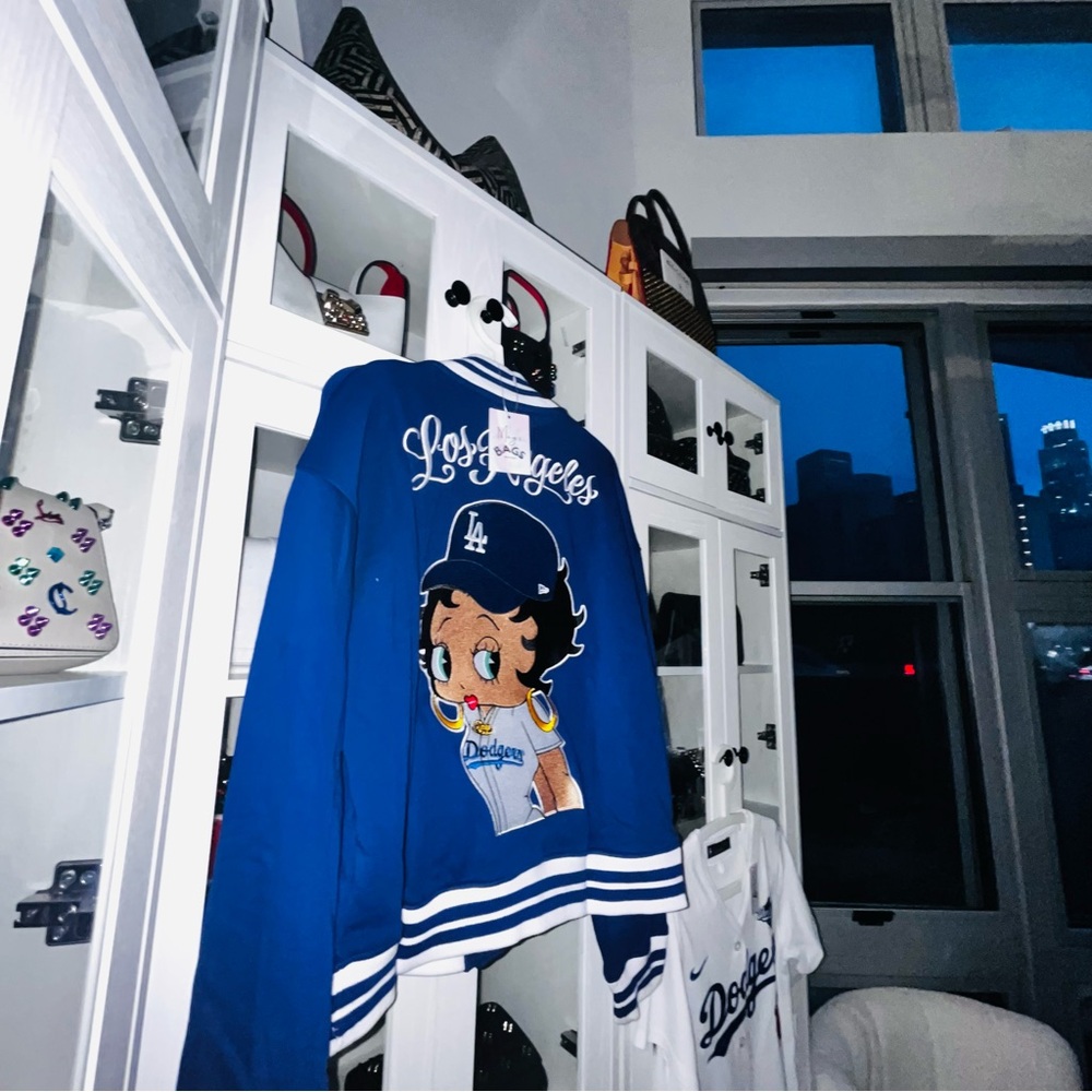 Bella Doña x Betty Boop x Los Angeles Dodgers Varsity Fleece Jacket